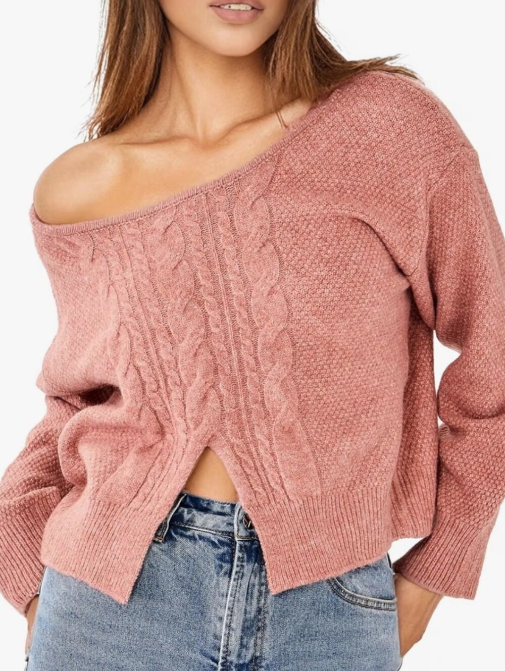 Long Sleeve Trendy Knit Split Hem Pullover